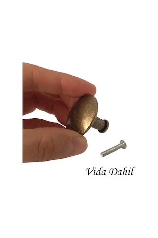 Düz Düğme Antik Sarı Kulp Mobilya Çekmece Dolap Kapak Kulbu Metal Kulp Aksesuarları Vidalı