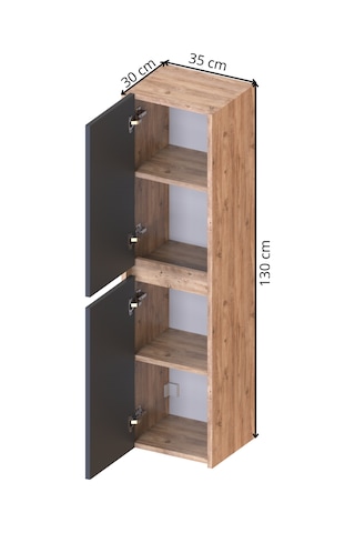 Banos Roomart 2 Kapaklı Ahşap-Antrasit 130X35Cm Boy Dolabı Antrasit