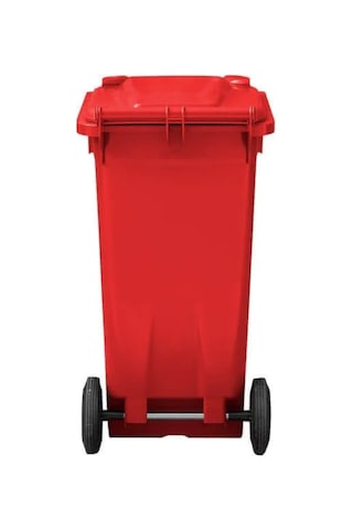 Kırmızı Plastik Çöp Konteyneri 120 Litre Konteyner - Isıya Karşı Kırmızı