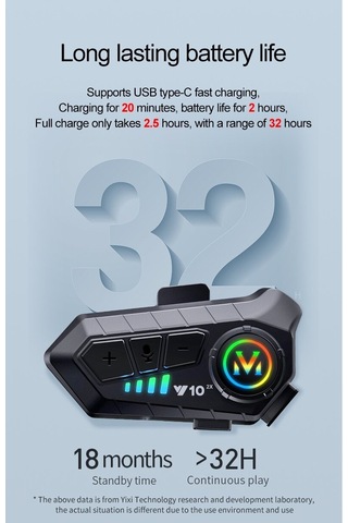 Çeşithane Y10 2x Motosiklet Kask Kulaklığı 300m Interkom, Su Geçirmez Bluetooth Kulaklık, Aı Sesli