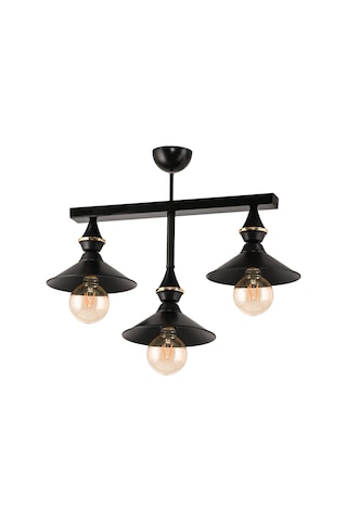 Dede Üçlü Ufo Sarkıt Avize Siyah Japon Şapkalı Siyah3