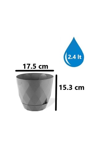 Omnipazar Krs-453 Yakamoz Tabaklı Plastik Saksı Takımı 2.4 Litre No 3 Gri