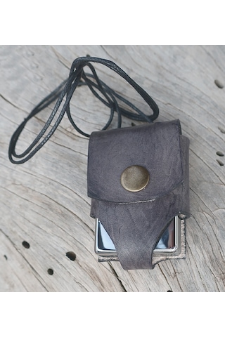 Sermo - Hakiki Deri El Yapımı Zippo Çakmak Kılıfı - Gri Kolye