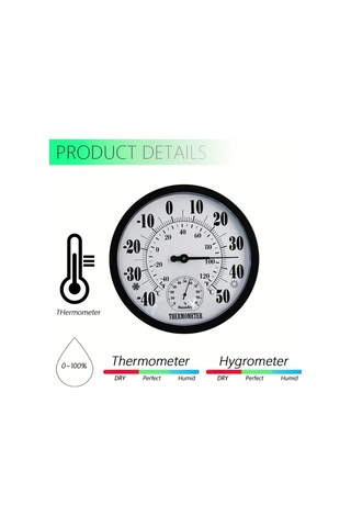 Topshop1 Th9250p3 Bwc 25 Cm Siyah Higrometre Termometre Kalın Avrupa Kadranı Doğru Sıcaklık Nem Ölçer Ev Ofis İç Mekan Akrilik Tasarım