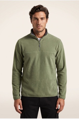 Jsco Erkek Yeşil 6240 Basic Dik Yaka Polar Sweatshirt