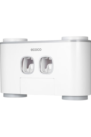 Geeroyoo Duvar Tipi Diş Fırçası Ve Macunluk Seti, 5 Fırça Yuvası, 4 Bardak, 2 Macunluk, Kolay Kurulum, Gri Beyaz