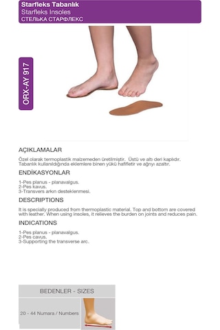 Starflex Tabanlık Günlük Kullanım Ortopedik Tabanlık Orx -ay917