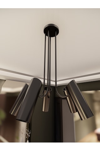 Lyra Siyah Minimalist 5 Li Spot Avize Gu10 Duylu