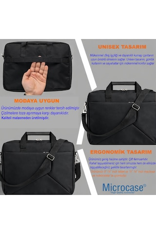 Microcase Honor Pad 10 12.1 İnch Tablet Apple Uyumlu Macbook Laptop Çantası 2 Bölmeli Siyah Al5559 Laptop Çantası