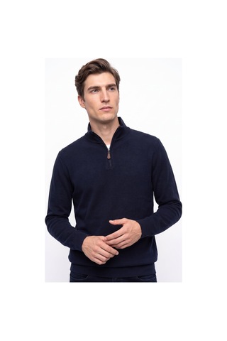 Mustang Lacivert Erkek Fermuarlı Basic Nakışlı Sweatshirt M6wm-swt1591