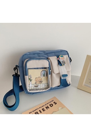 Japon Harajuku Kolej Tarzı Sevimli Kız Öğrenci Haberci Çantası Kadın Kampüs Moda Çantası Blue