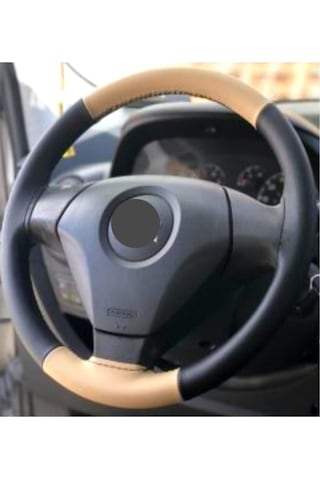 Fiat Linea Iki Renkli Dikmeli Direksiyon Kılıfı Bej-Siyah