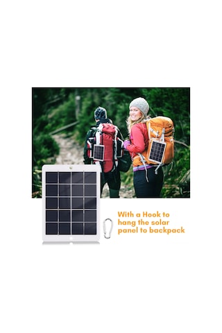 Mufunye 5v 3w Usb Güneş Paneli - Taşınabilir Güneş Şarj Cihazı, 50cm Kablolu, Dağcı Kanca İle