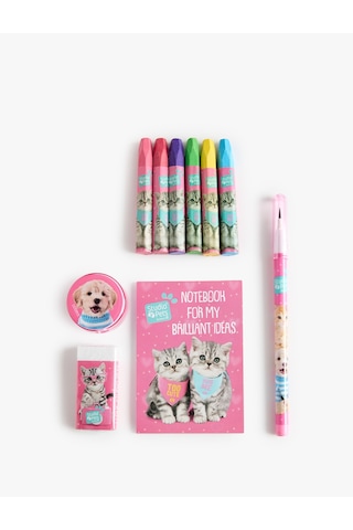 Koton Studio Pets Lisanslı Kedi Ve Köpek Temalı Kırtasiye Seti Mavi 7wak70364aa