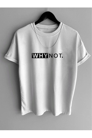 Flood Of Style Unisex Beyaz Why Not Baskılı Oversize
