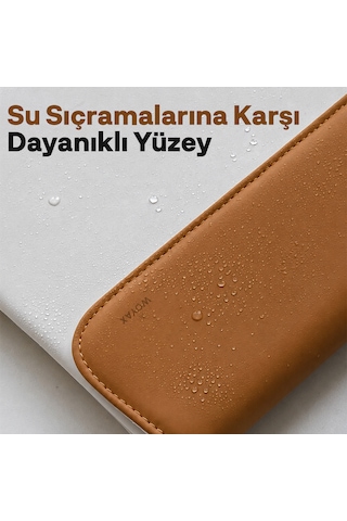 Woyax Cleanfit 13-14 İnç Gri Laptop Çantası Su Geçirmez Apple Macbook Uyumlu Kılıfı Apple iPad Tablet El Çantası Açık Kahverengi