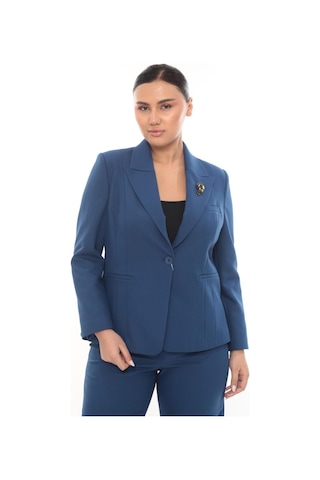 Prenses Kadın Şık Blazer Ceket Pantolon Takım Zarif Günlük Ofis Model İndigo