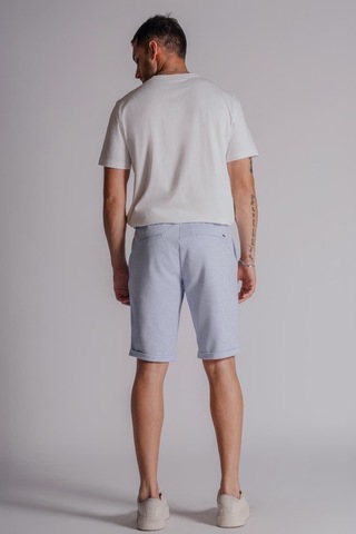Braccas Erkek Yandan Cepli Beli Ribanalı Slim Fit Chino Şort Mavi Mavi