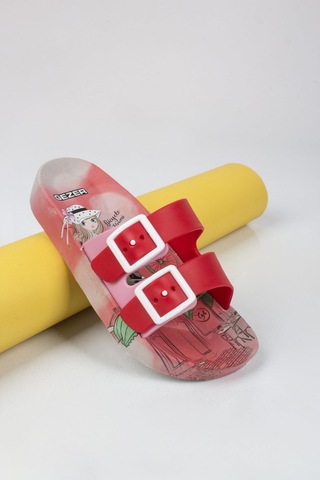 Kız Çocuk Prenses Temalı Terlik-5701-kırmızı Kırmızı