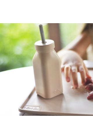 Oioi Silikon Şişe ve Pipet 6+ Ay 200 ML Bubble Beige - Powder Grey Gri