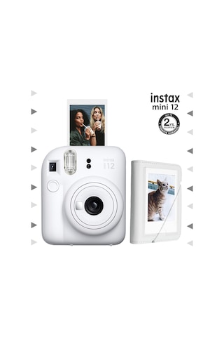 Fujifilm Instax Mini 12 Fotoğraf Makinesi + 28'li Mini Albüm Seti Beyaz