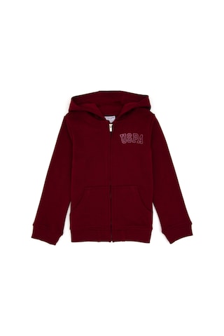 U.S. Polo Assn. Kız Çocuk Bordo Kapüşonlu Fermuarlı Basic Sweatshirt 50316837-VR014