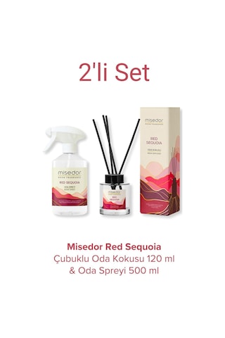 Misedor Red Sequoia Çubuklu Oda Kokusu 120 ML + Oda Spreyi 500 ML