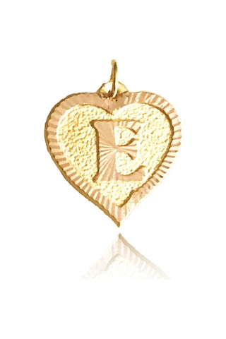 0.25 Gram 14 Ayar E Harfi Kalp Kolye Ucu