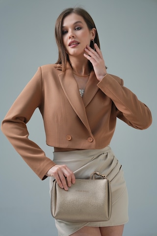 Kamel Kruvaze Crop Blazer Ceket Kamel