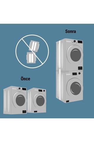 Çamaşır Makinesi Kurutma Makinesi İstifleme Birleştirme Kiti Vestel Regal Seg Ayarlanabilir, Gri - Inox Modelleri İ