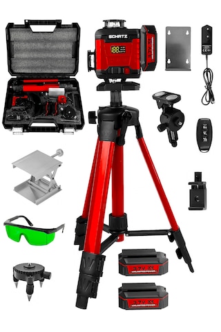 Schatz Profesyonel 360 16 Köşe Otomatik Hizalama Tripod'lu Yeşil Işık Lazer Hizalama Kırmızı