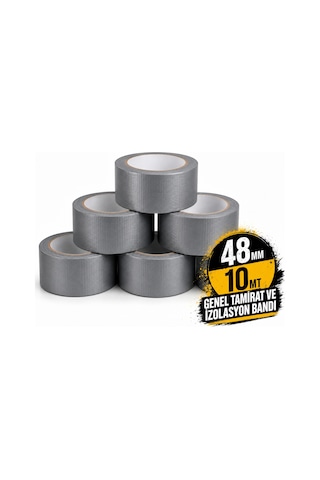 Sanplaza Gri Tamir ve İzolasyon Bandı 48mm 10mt Suya Dayanıklı Duct Tape Sırdırmazlık Bandı 6 Adet
