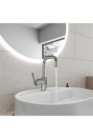 Adell Lento Kuğu 3/8 Krom Lavabo Bataryası Parlak Krom
