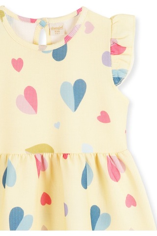 Ahengim Kız Çocuk Kalp Desenli Elbise Ak2406 Sarı