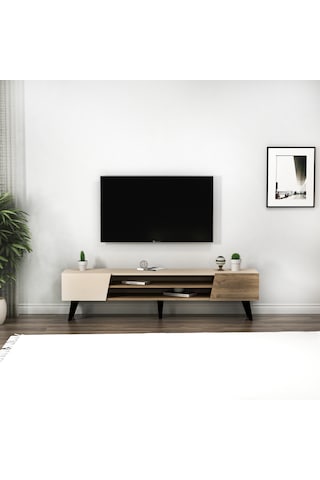 Arnetti Clara Raflı Dolaplı Tv Sehpası, Ceviz Bej - Clara