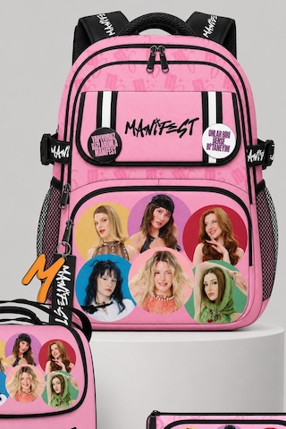 X Dekomus Lisanslı Manifest Toz Pembe Collection Okul Çantası,beslenme Çantası Ve Kalem Çantası Seti Altın