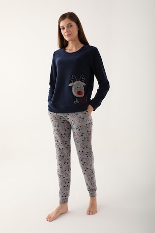 Arnetta Oh Deer Lacivert Kadın Uzun Kol Pijama Takım