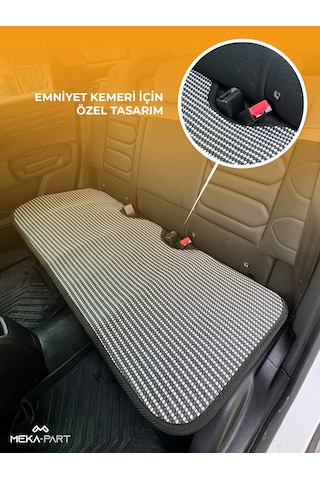 Meka Part Oto Koltuk Koruyucu Kılıf Çizgili Füme Beyaz 2+1 Parça