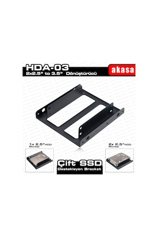 Akasa 2 x 2.5" Hdd/Ssd Çift Yuvalı 3.5" Dönüştürücü - Kutusuz