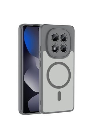 Maks Technology Redmi Note 14 Pro 4g Kılıf M-safe Şarj Özellikli Mkst Babet Kapak - Gri