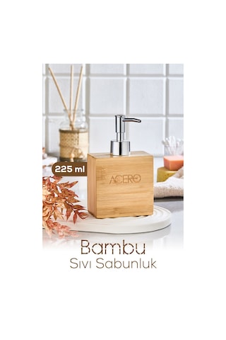 Vienev Bambu Dikdörtgen Sıvı Sabunluk Krom Pompalı 225 Ml Çok Renkli
