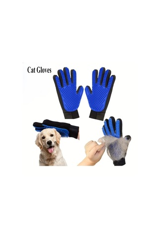 Jialan Kediler ve Köpekler İçin Pet Tımar Masaj Eldiven Fırça Mavi - Siyah
