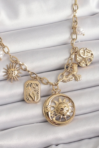 316l Çelik Gold Renk Halka Zincir Sallantı Ay Güneş Figür Kuş De Renkli