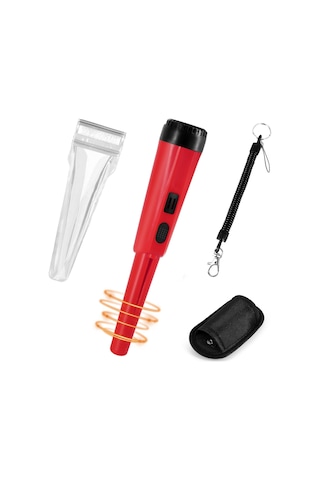 Lcd Ekran Metal Dedektörü Pinpointer El Pin Pointer Değnek Yetişkinler Çocuklar İçin Yaylı Tokalı Hazine Bulucu Probu Pilsiz - Kırmızı