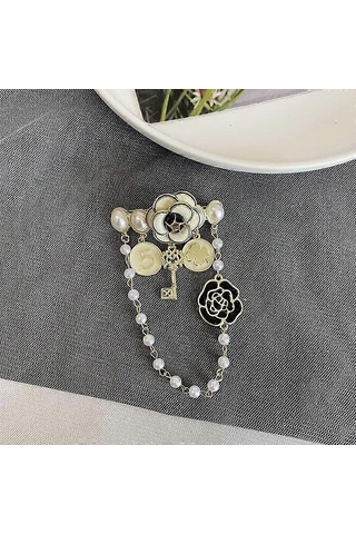 İnci Sarkan Zincir Broş,zarif Yaka İğneleri,kadınlar İçin Vintage Mücevher Hediyesi Çok Renkli