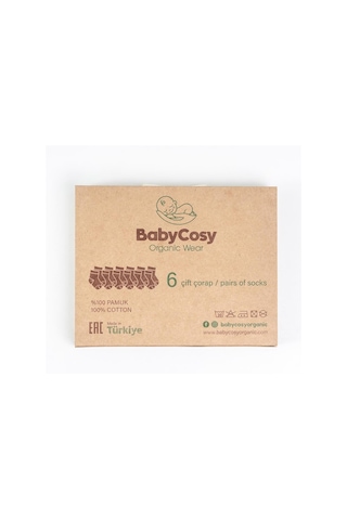 Babycosy Organic Wear Csyc1010 Bebek 6'lı Çorap %100 Organik Pamuk Bebek - Yenidoğan - Csyc1010 Karışık