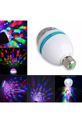 Renkli Led Döner Başlıklı Disko Topu Ampul Gece Lambası Disco Lam