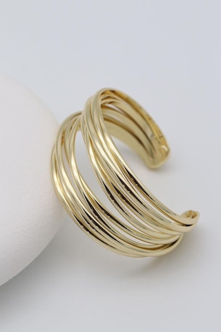 Kadın 14k Kaplama Gold Çoklu Şerit Çelik Kelepçe Bileklik Çok Renkli