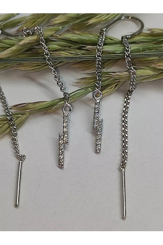 Sılver Whale Gümüş Küpeler Şimşek Çekme Delikli Unused5 237472814 Diğer