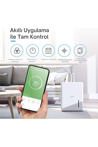 30l/gün Akıllı Nem Alma Cihazı Wi-fi, Uygulama, Sürekli Tahliye Ve Otomatik Nem Sensörü
